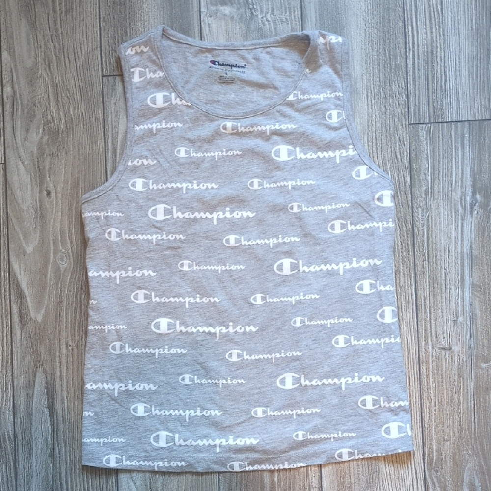 Champion Kids Gray Script Logo Tank Top L